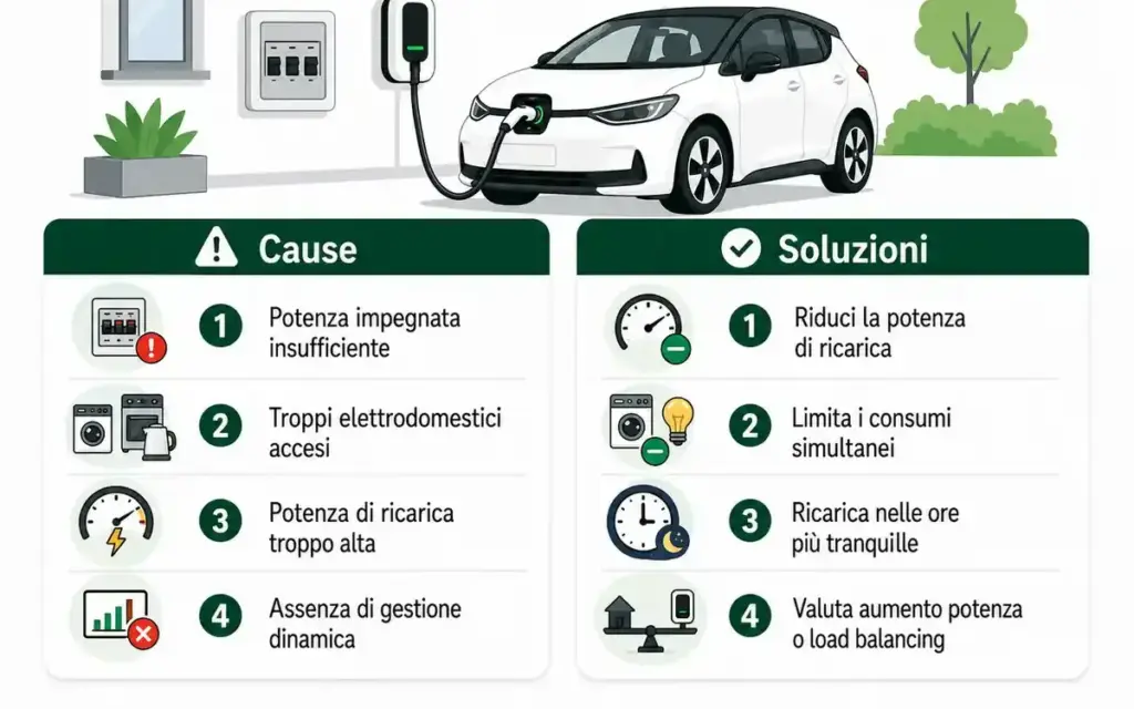 Il contatore salta durante la ricarica dell’auto elettrica: riassunto di cause e soluzioni