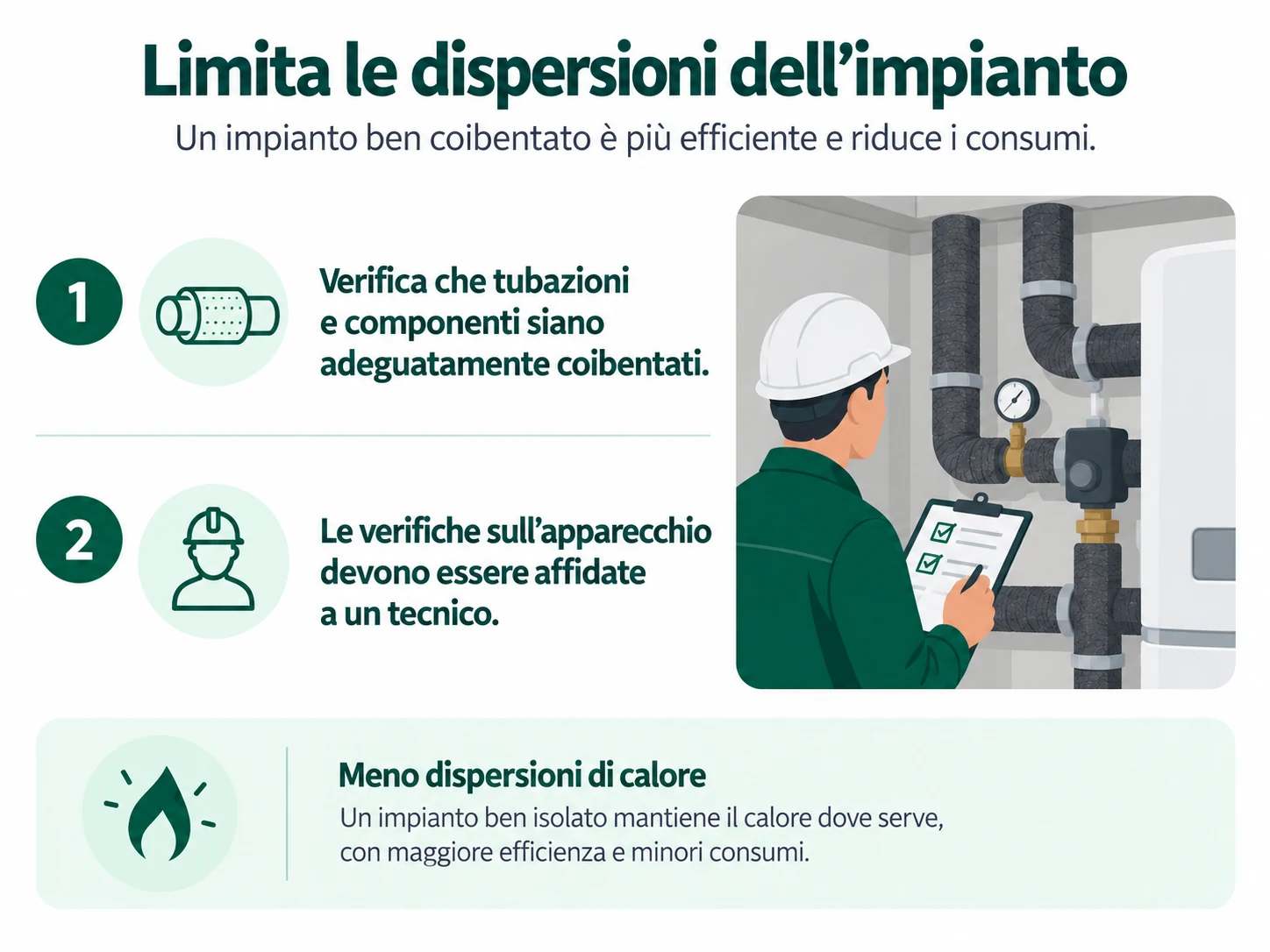 Suggerimenti per limitare le dispersioni di calore a livello di caldaia